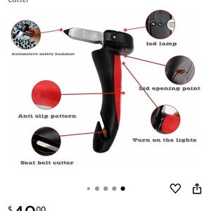 Black and Red Safety Hammer with LED Light